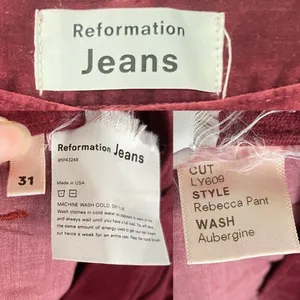 Reformation Pant‎ Rebecca Velvet High Rise Skinny Aubergine 31 GUC thumbnail 3