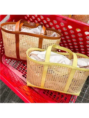 Universal Threads Caning natural tote handbag yellow thumbnail 7
