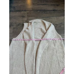Womens LOFT sleeveless sweater draped vest oatmeal knit shawl cozy size M/L‎ thumbnail 10
