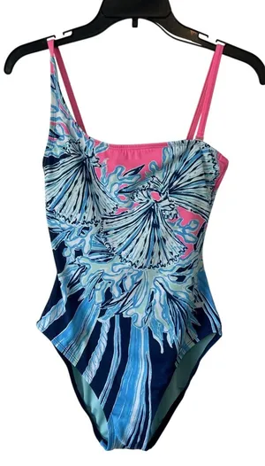 Lilly Pulitzer LaRue One Piece Swimsuit Size 0 - Deep Sea Navy Beach Neon thumbnail 1