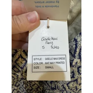 Mer St Barth Giselle Women's Maxi‎ Dress Navy Ikat Sundress Size Small Tassels thumbnail 8