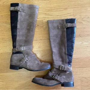 Ugg Leather Cyndee Coastal Cowgirl Western Granola Shearling Riding Boot… thumbnail 1