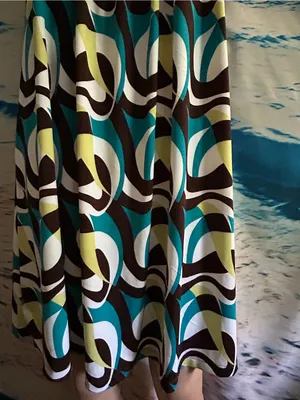Forever Women’s Sleeveless Retro Circle Print Sundress in Teal & Brown MD thumbnail 9