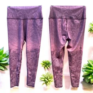 Evolution And Creation Elephant Mandala Floral Whimsical Purple Leggings Size M thumbnail 1