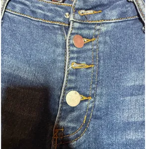 SHEIN Women Size 32 Distressed High Waisted Blue Denim Button Fly Raw Hem‎ Jeans thumbnail 4