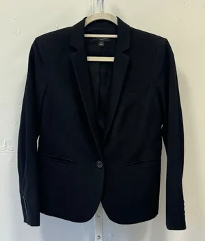 Ann Taylor Petite Single Button Blazer Jacket Size‎ 6P Professional Career Black thumbnail 1