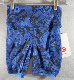 464 | NWT Lululemon Fast and Free 6" Pocket Shorts Blue Marble Print‎ Size 2 thumbnail 1