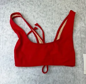 PacSun Swim Womens XXS Red Scoop Neck Tie Back Bikini‎ Top 0325-060 NEW thumbnail 1