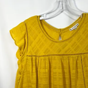 John Paul Richard Large Top Yellow Cap Sleeve‎ Blouse Raw Boho Boxy Gauzy 1684 thumbnail 4