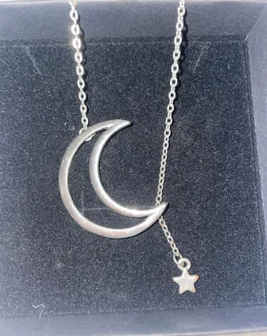 Moon And Star Necklace Silver thumbnail 1