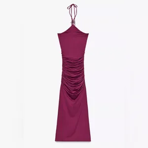 NWT ZARA HALTER SUN POLYAMIDE DRESS SIZE M thumbnail 10