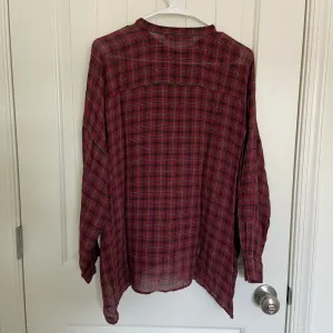 EUC | ZARA women’s red‎ plaid long sleeve blouse — medium thumbnail 5