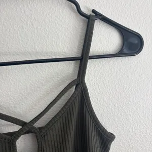 Charlotte Russe Olive Green Ribbed Strappy Keyhole Bodysuit Snap Crotch Size S‎ thumbnail 3