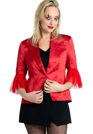HARLEY QUINN Blazer DC Suitmeister Sz Large Red Jacket Halloween Costume NWT New thumbnail 1