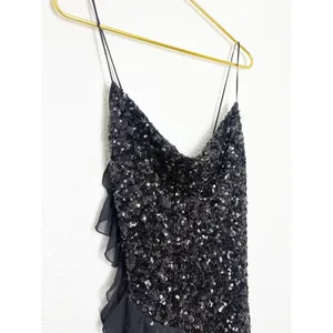 NWT Zara Black Short Sequin Dress With Ruffle Trim Size XS Party Cocktail thumbnail 9