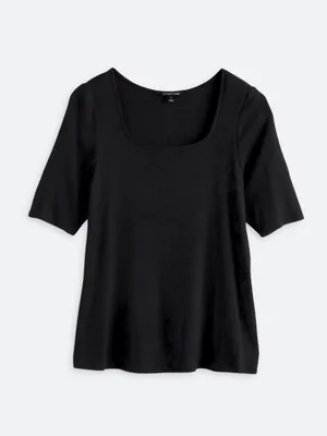 41 Hawthorn Short sleeve soft square neck fitted rib knit top thumbnail 4