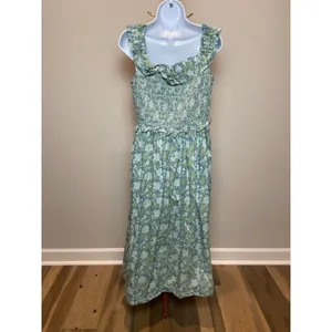 Society Social by Crown & Ivy Fit and Flare Midi Dress Blue Floral Cotton Size L thumbnail 4