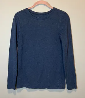 Pact Organic Cotton Long Sleeve Crew Neck Tee Heathered Navy Blue Medium thumbnail 1