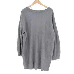 Sweater Womens XL Charcoal Gray Drop Shoulder Long Sleeve Round Neck Pullover thumbnail 4