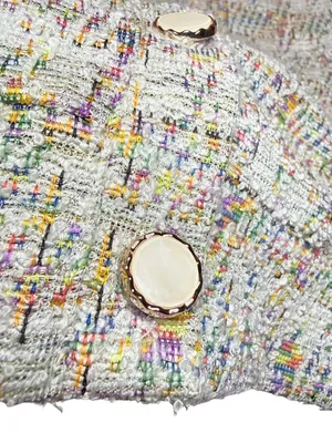 Dazy Multicolor Cropped Tweed Button thumbnail 3