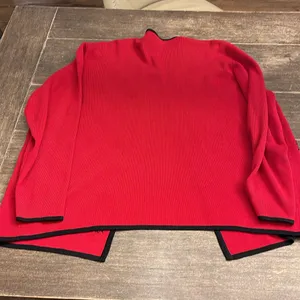 Pendleton Red Open Cardigan w Black‎ Snowflakes Wool Blend XL Tall thumbnail 8