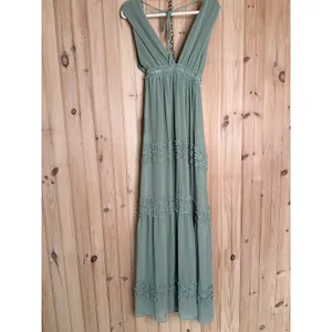 NWT Lulus Adoring Effect Sage Brush Chiffon Tiered Ruffled Maxi Dress Wedding XS thumbnail 6