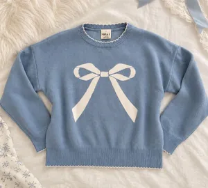 Nikka K Knit Sweater Coquette Cropped Pullover Blue Size M thumbnail 1