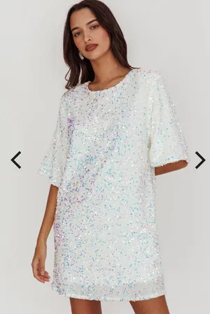 Mini sequin dress in white Size 6 thumbnail 1