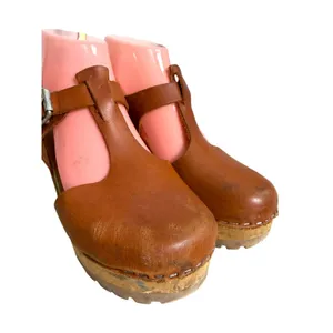Lotta's from Stockholm Leather Wood Chunky Heel Mary Jane Clogs EU 37 US 6.5 thumbnail 9