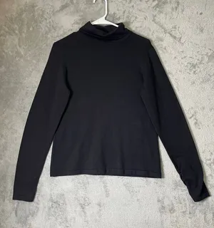 Icelandic Design Womens Large Black Turtleneck Long Sleeve Pullover Minimalist thumbnail 1