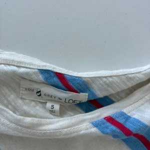 Lou‎ & Grey for LOFT Womens Small White Diagonal Multi Color Stripe Boxy Tee thumbnail 2
