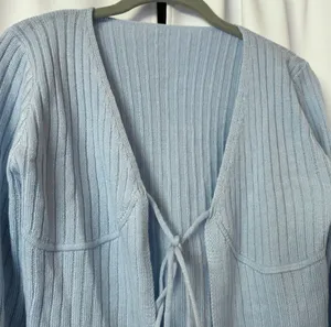 SheIn Sky Blue Self Tie Cottagecore Y2K Cardigan With Flared Sleeves Size Medium thumbnail 4