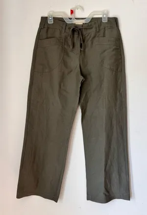 Sandro Gray Linen Blend Straight Leg Trousers Women's Size 8P Petite Lightweight thumbnail 1