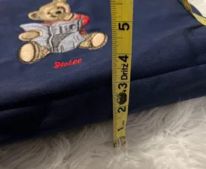 Vintage Steiff Canvas Tote Bag Embroidered Steiff Teddy Bear Zipper Closure Blue thumbnail 12