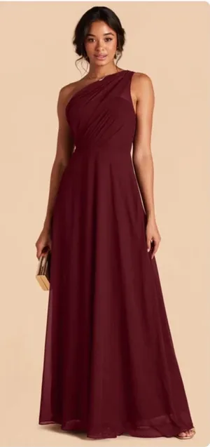 Birdy Grey Kira Chiffon‎ One Shoulder Bridesmaid Dress in Cabernet Sz S NEW thumbnail 1