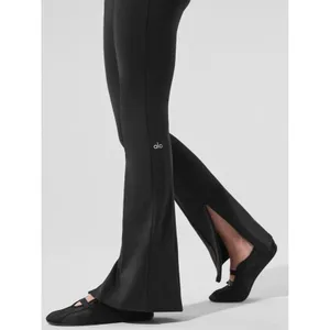 Alo Yoga Black High Waist Split Zip Flare Leggings Size Medium thumbnail 3
