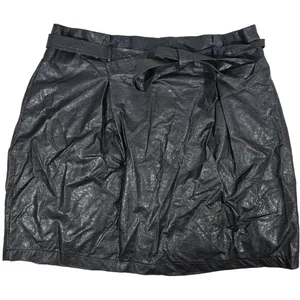 LoveRiche Belted Black Faux Leather Mini Skirt‎ L NWT thumbnail 1