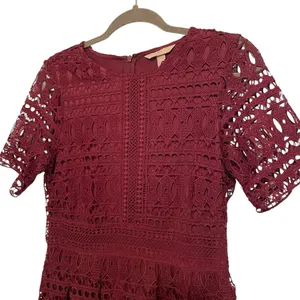 Burgundy Wine Lace Fit and Flare Dress. H&M size S thumbnail 2