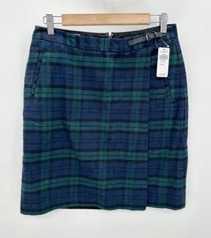 L.L. Bean Plaid Faux Wrap‎ Mini Skirt Womens 8 NWT Academia Preppy Coquette thumbnail 1