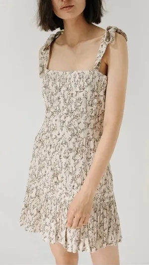 Sir The Label Alba Leaf Printed Mini Dress XS Tie Shoulder Straps Wedding Guest‎ thumbnail 1