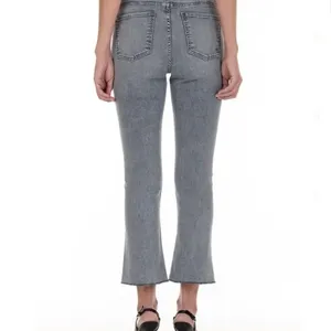 Fidelity Denim Juniper Crop Flare Stretch Jeans in Surfire Gray Raw Hem Size‎ 29 thumbnail 4