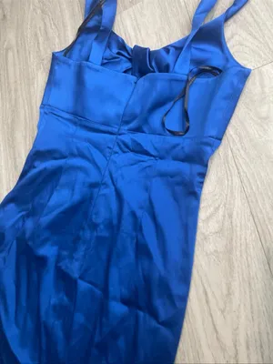 Calvin Klein Royal Blue Satin Midi Dress thumbnail 3