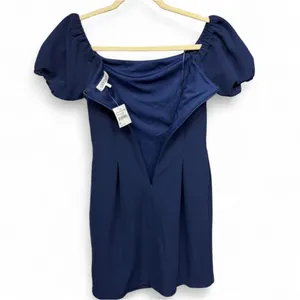LEYDEN Navy Blue Ribbed Puff Sleeve Mini Dress Size XS thumbnail 7