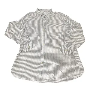 Old Navy The Classic Shirt Womens Small Blue White Striped Button Down Rayon Top thumbnail 1