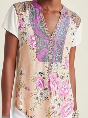 Anthropologie Tiny Mixed Media Paisley Floral Top Women’s Large thumbnail 1