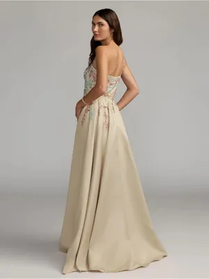 Mac Duggal 37012 Beige One Shoulder Embellished Gown With Train Sz 4 thumbnail 3