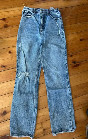 ☀️3/$25 Abercrombie & Fitch Jeans 90s Straight Ultra High Rise ripped jeans 4 thumbnail 1