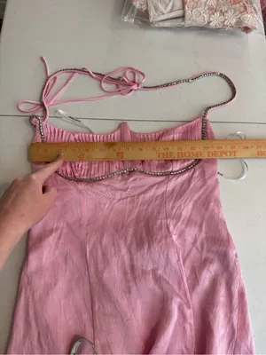 For love & lemons Elora satin Mini Dress in Pink Crystal embellished size medium thumbnail 10