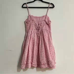 Free People Cherry Print Pink Gabby Babydoll Mini Dress Coquette Cottage Boho thumbnail 8