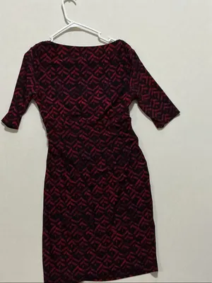 Lauren Ralph Lauren Red and Black V-Neck Midi Sheath Dress thumbnail 9
